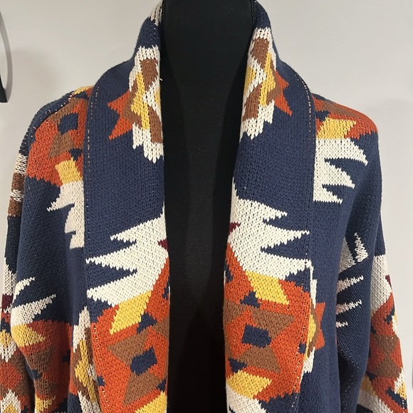 Lucky Brand Aztec print knitted cotton cardigan. Size L‎ - Picture 3 of 8